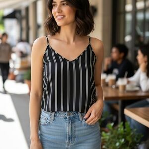 Striped Black and White Women's Top